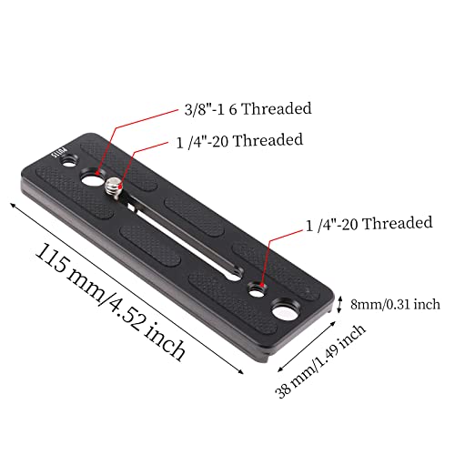 FocusFoto Quick Release Plate 115mm for DJI Ronin SC Gimbal Stabilizer Camera Arca-Swiss Standard Tripod Ballhead (PU115) - Image 2