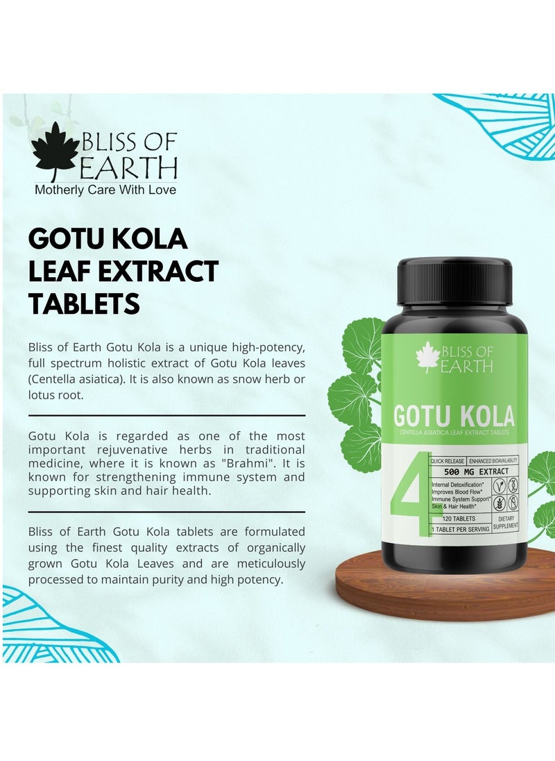 BLISS OF EARTH Brahmi Gotu Kola Tablets 500mg For Brain & Nervous System Support 60 Tablets  - Image 4