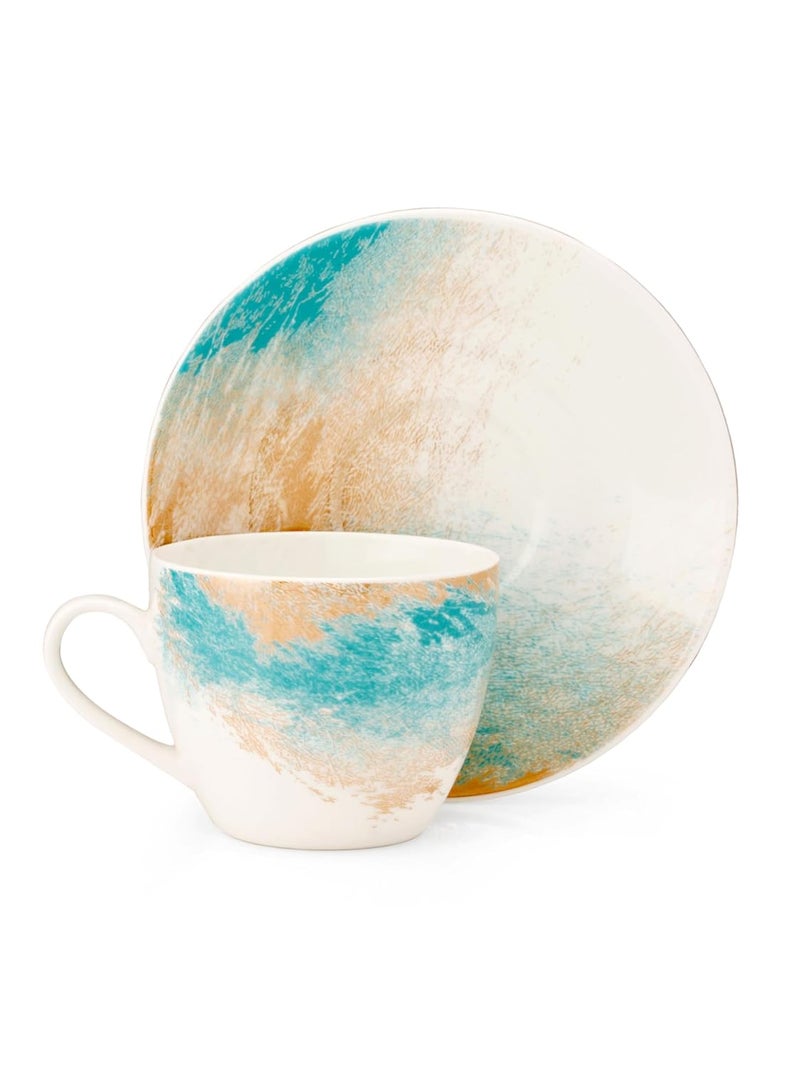 JCPL Fine Ceramic Printed Cup Saucer Set of 12 6 Cups 6 Saucers 180 ml Each Lava L11 - Image 4