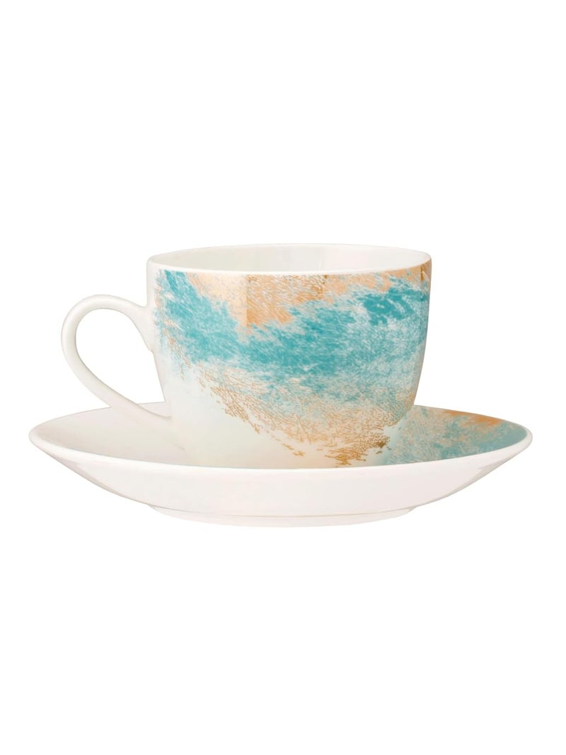 JCPL Fine Ceramic Printed Cup Saucer Set of 12 6 Cups 6 Saucers 180 ml Each Lava L11 - Image 2