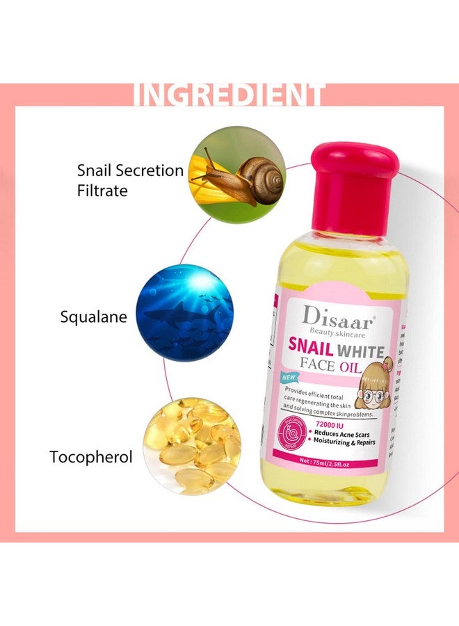 DISAAR BEAUTY Snail Face Body Oil Reduces Acne Scars Moisturizing Dry Facial Skin Care Repairs 75Ml/2.5Fl.Oz  - Image 3