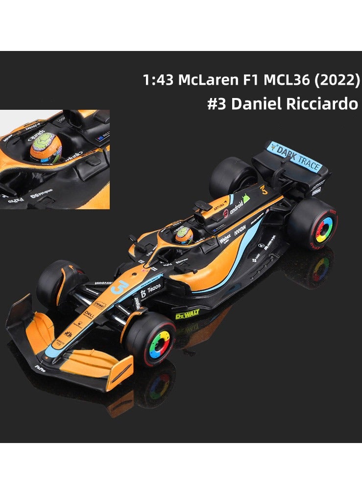 2022 McLaren F1 MCL36#3 Daniel Ricciardo 1 : 43 Zoom Diecast Model Car - Image 4