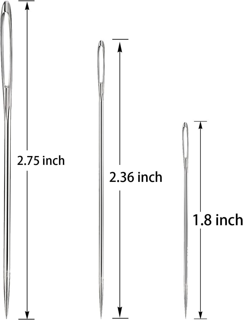 HEKISN Large Eye Sewing Needles, Sewing Needles, Stainless Steel Embroidery Thread Needle, Handmade Yarn Knitting Needles Leather Needle (21 Pieces) - Image 2