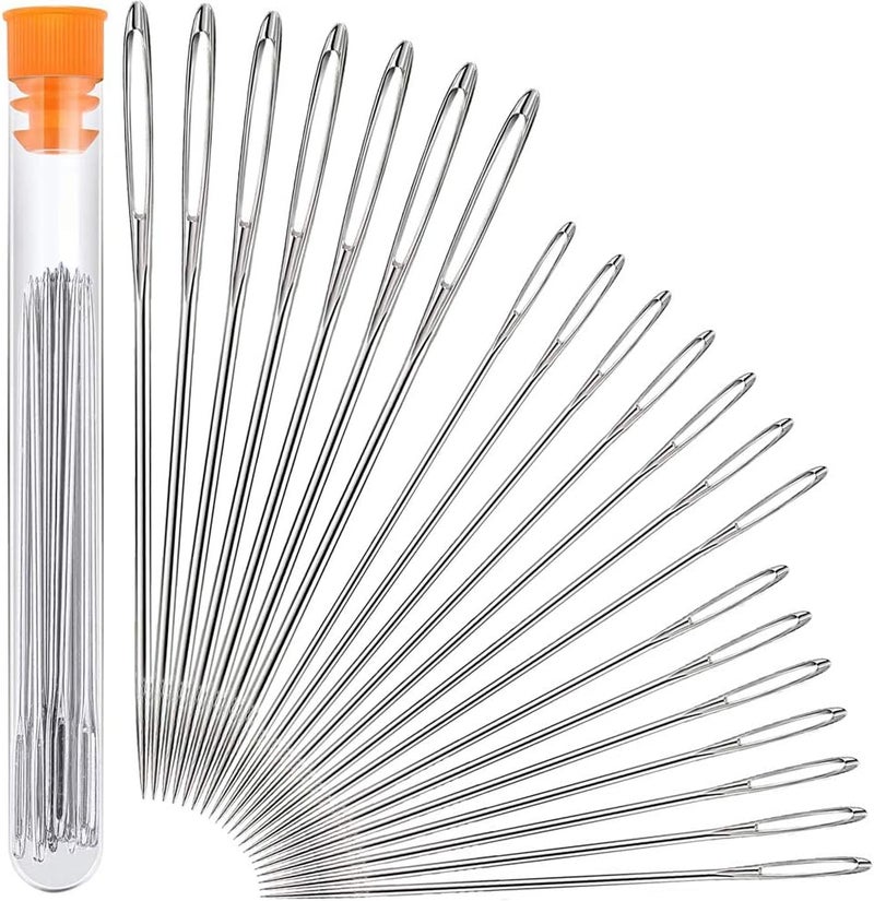 HEKISN Large Eye Sewing Needles, Sewing Needles, Stainless Steel Embroidery Thread Needle, Handmade Yarn Knitting Needles Leather Needle (21 Pieces) - Image 1