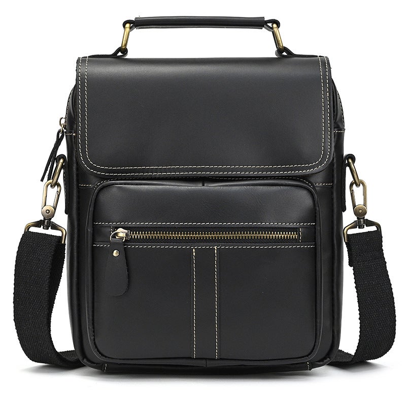 Men'S Genuine Leather Shoulder Bag Crazy Horse Leather Vintage Crossbody Bag Top Layer Cowhide Flip Cover Shoulder Bag Ipad Protective Bag - Image 1