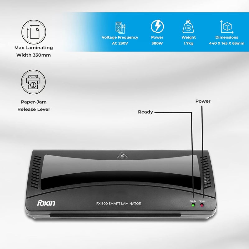 FOXIN FX-300 Plus Smart Lamination Machine with Jam Release Control, Light Weight, Dual Mode Hot & Cold Upto A3 Paper Size Laminator (Photos, ID Card, Documents, Certificate) | 1 Year Warranty - Image 5