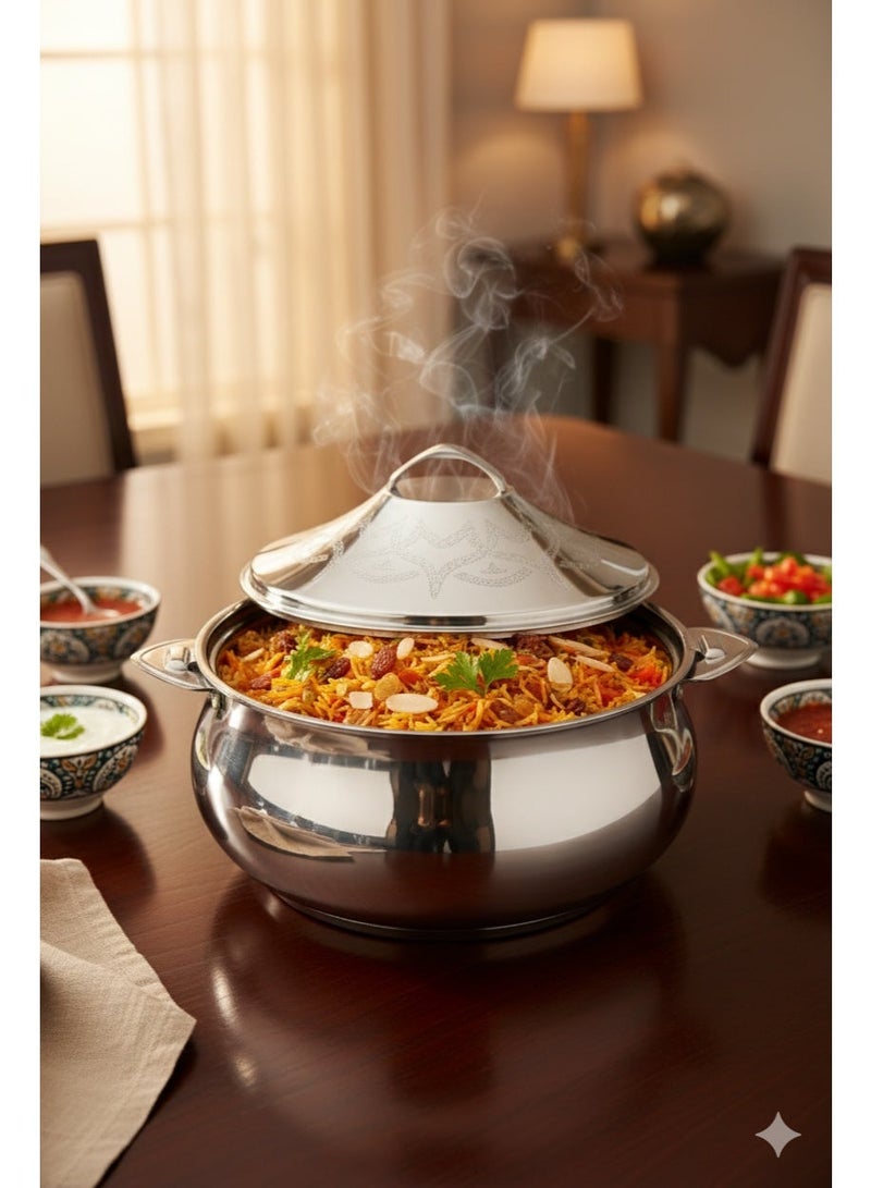 حافظة طعام ستانلس ستيل – 3500 مل – تصميم ذهبي/فضي أنيق - Image 2