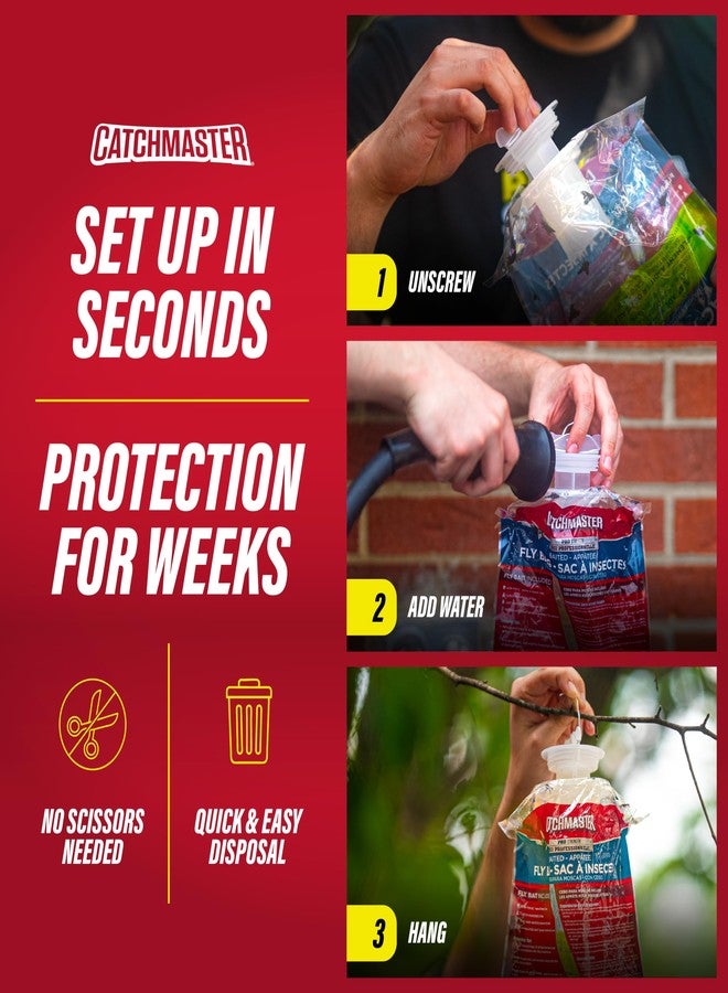 Catchmaster Pro Series Disposable Fly Bag 8-Pack, Hanging Fly Trap Outdoor Home, Bug Catcher and Flying Insect Trap with Premium Bait, Pet Safe Pest Control, XL Bag for Backyard, Pool, Patio & Camping - Image 3