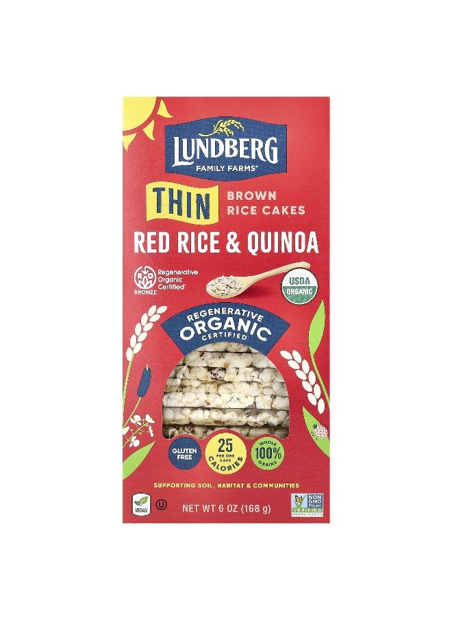 Lundberg Lundberg, Organic Thin Brown Rice Cakes, Red Rice & Quinoa, 6 oz (168 g)  - Image 1