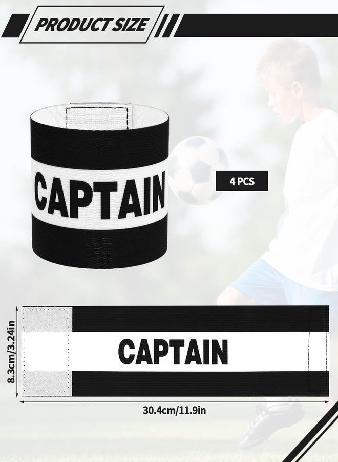 Aecsze 4 Pcs Captain Arm Bands for Soccer, Black Adjustable Soccer Captain Armband, Arm Bands Football for Adults and Youth, Suitable for Rugby, Basketball, Volleyball Teams - Image 2