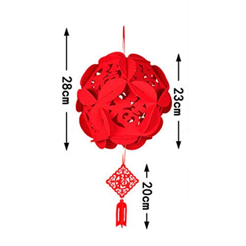 HYSTYLE 2 Piece Red Chinese Lanterns, Decorations for Chinese New Year, Chinese Spring Festival, Wedding, Lantern Festival Celebration Décor, 12"(30cm), Golden Fu - Image 5