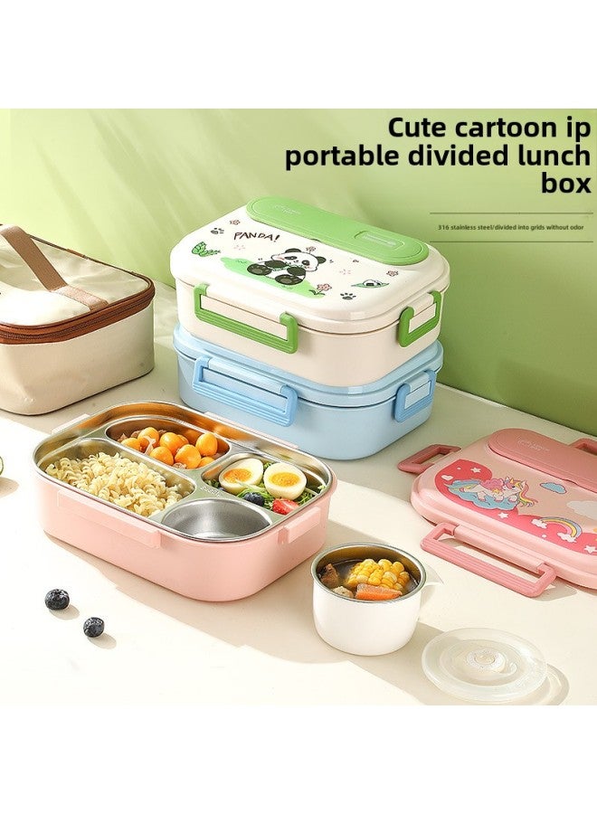 316 Stainless Steel Insulated Lunch Box Large Capacity Children And Primary School Students Split Dinner Plate Special Portable Lunch Box For School-Specifications:316 Stainless Steel [pink] Free Tableware