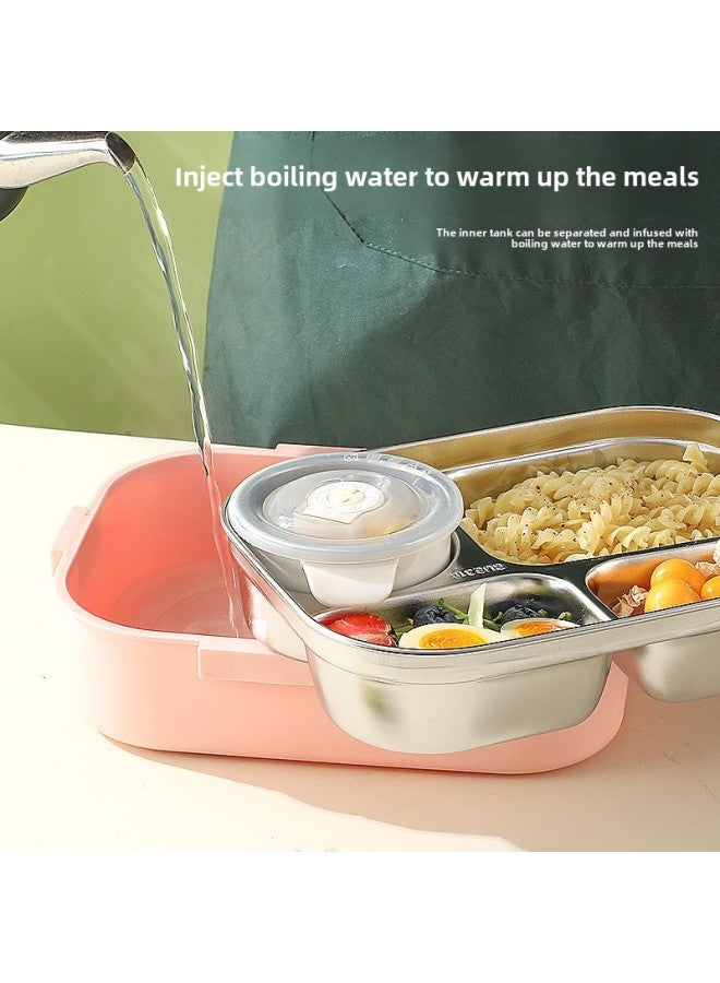 316 Stainless Steel Insulated Lunch Box Large Capacity Children And Primary School Students Split Dinner Plate Special Portable Lunch Box For School-Specifications:316 Stainless Steel [pink] Free Tableware