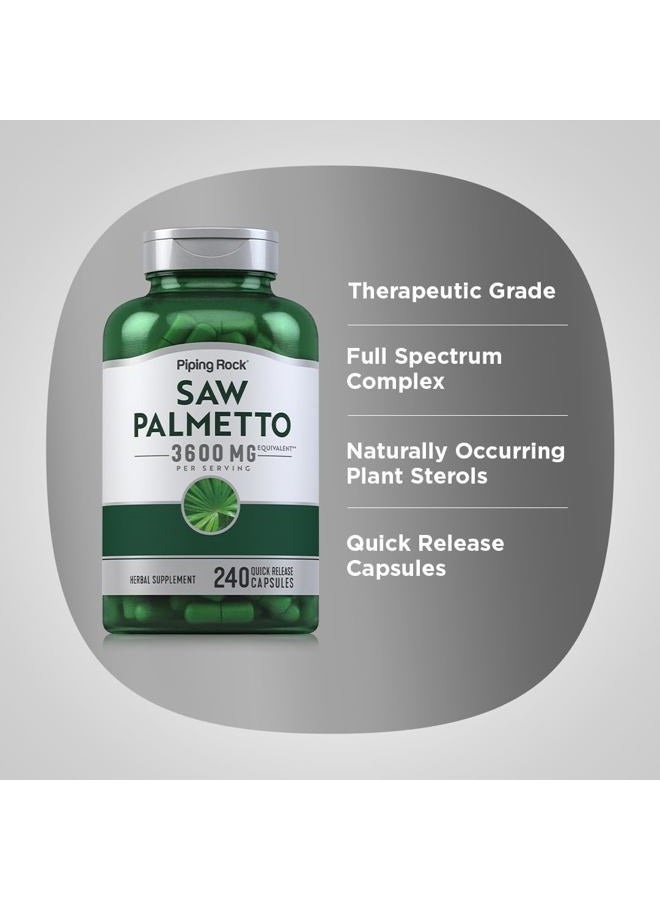 Piping Rock Saw Palmetto Extract 3600mg | 240 Capsules | for Men and Women | Non-GMO, Gluten Free Supplement - Image 4