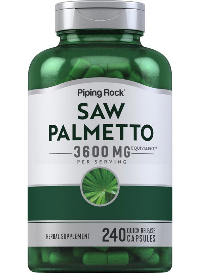 Piping Rock Saw Palmetto Extract 3600mg | 240 Capsules | for Men and Women | Non-GMO, Gluten Free Supplement - Image 1
