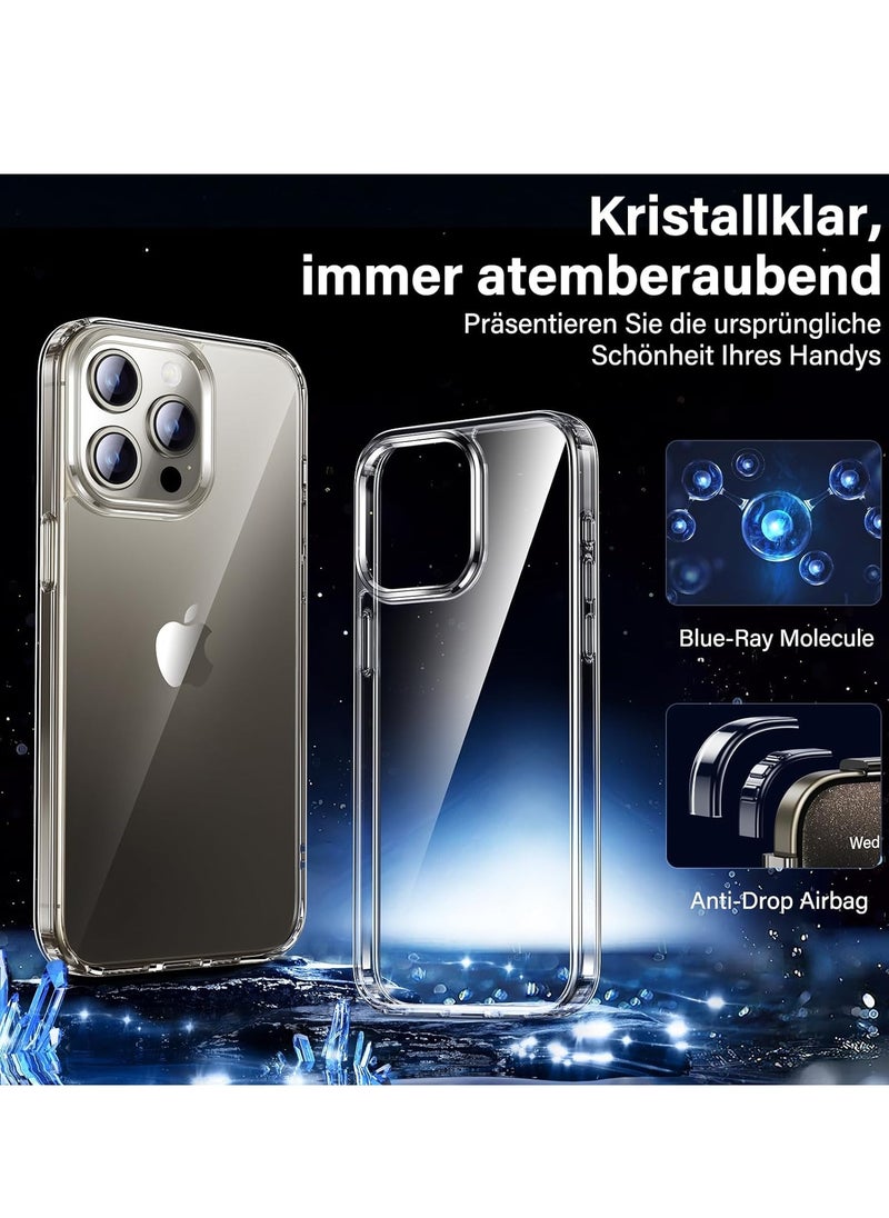 YoYoTech [ 5-in-1 ]for iPhone 15 Pro Case Clear Shockproof,[Top Grade Protection ][No Yellowing] 2 Pcs Lens Protector+2 Pcs Screen Protector  - Image 4