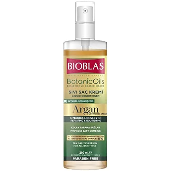 BIOBLAS بخاخ بلسم سائل بالأركان وزيت الأركان العضوي - فعال ضد تساقط الشعر ويمنحه لمعانًا إضافيًا 200 مل - Image 1