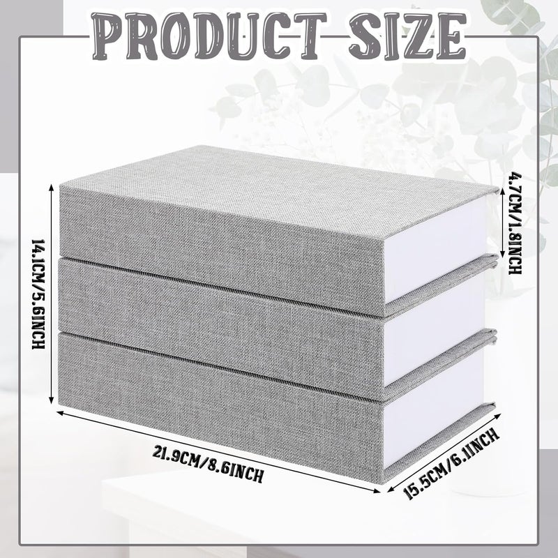Tioncy 3 Pieces Faux Books for Decorative Modern Book Boxes Decorative Linen Coffee Table Book for DIY Crafts Storage Home Bookshelf Cafe Hotel Decoration Display, 8.6 x 6.1 x 1.8 Inches (Light Gray) - Image 2