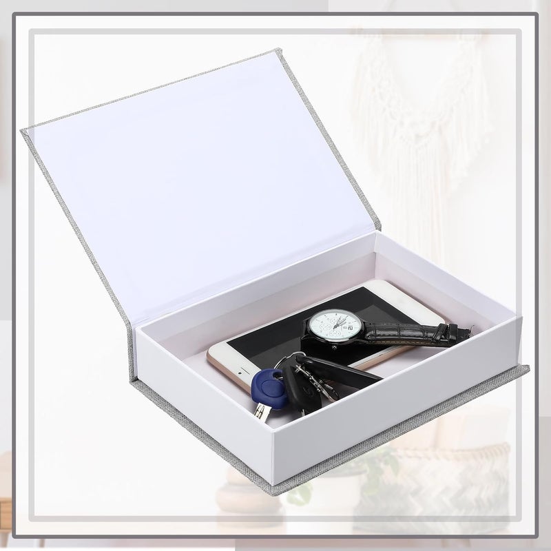 Tioncy 3 Pieces Faux Books for Decorative Modern Book Boxes Decorative Linen Coffee Table Book for DIY Crafts Storage Home Bookshelf Cafe Hotel Decoration Display, 8.6 x 6.1 x 1.8 Inches (Light Gray) - Image 3