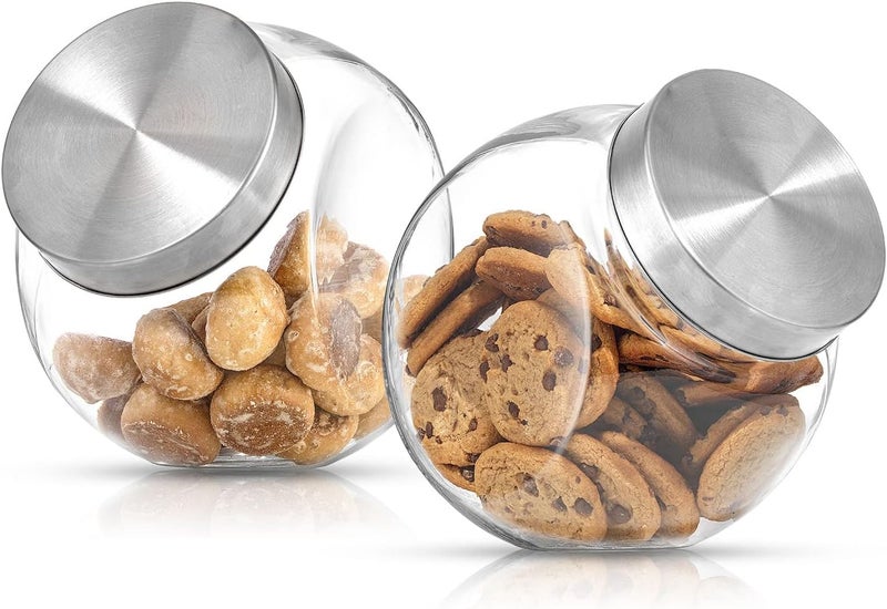 JoyJolt All-Sides Cookie Jar. Set of 2 Cookie Jars for Kitchen Counter with Lids, Candy Jar, Dog Treat Container, Laundry Detergent Container, Large Canisters, Half Gallon Glass Jar with Lid Airtight - Image 1