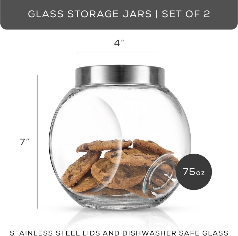 JoyJolt All-Sides Cookie Jar. Set of 2 Cookie Jars for Kitchen Counter with Lids, Candy Jar, Dog Treat Container, Laundry Detergent Container, Large Canisters, Half Gallon Glass Jar with Lid Airtight - Image 3