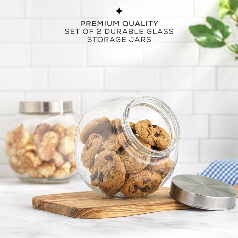 JoyJolt All-Sides Cookie Jar. Set of 2 Cookie Jars for Kitchen Counter with Lids, Candy Jar, Dog Treat Container, Laundry Detergent Container, Large Canisters, Half Gallon Glass Jar with Lid Airtight - Image 2
