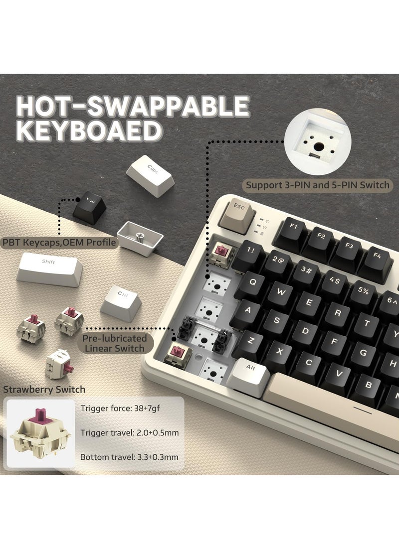 Attack Shark X87 Wireless Mechanical Gaming Keyboard, Tri-Mode BT/2.4G/Wired Gasket Hot Swappable Custom Keyboard  - Image 4