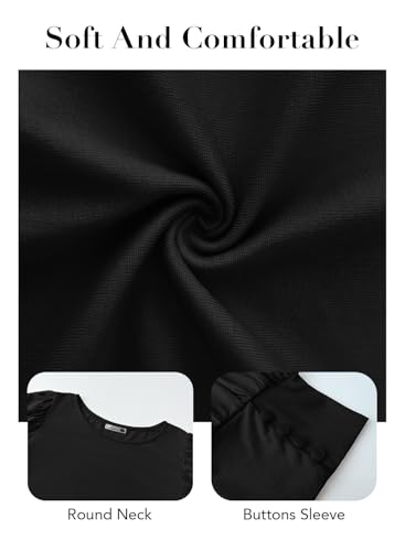 DOROSE Womens Blouse Tops Dressy Casual Puff Sleeve Summer Business T Shirts (Small, Black) - Image 4