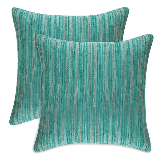 DECORATIVE PILLOW COVERS TEAL PACK OF 2 MODERN STRIPED THROW PILLOW CASES GEOMETRIC CUSHION COVERS TEAL 18 X 18 INCHES
