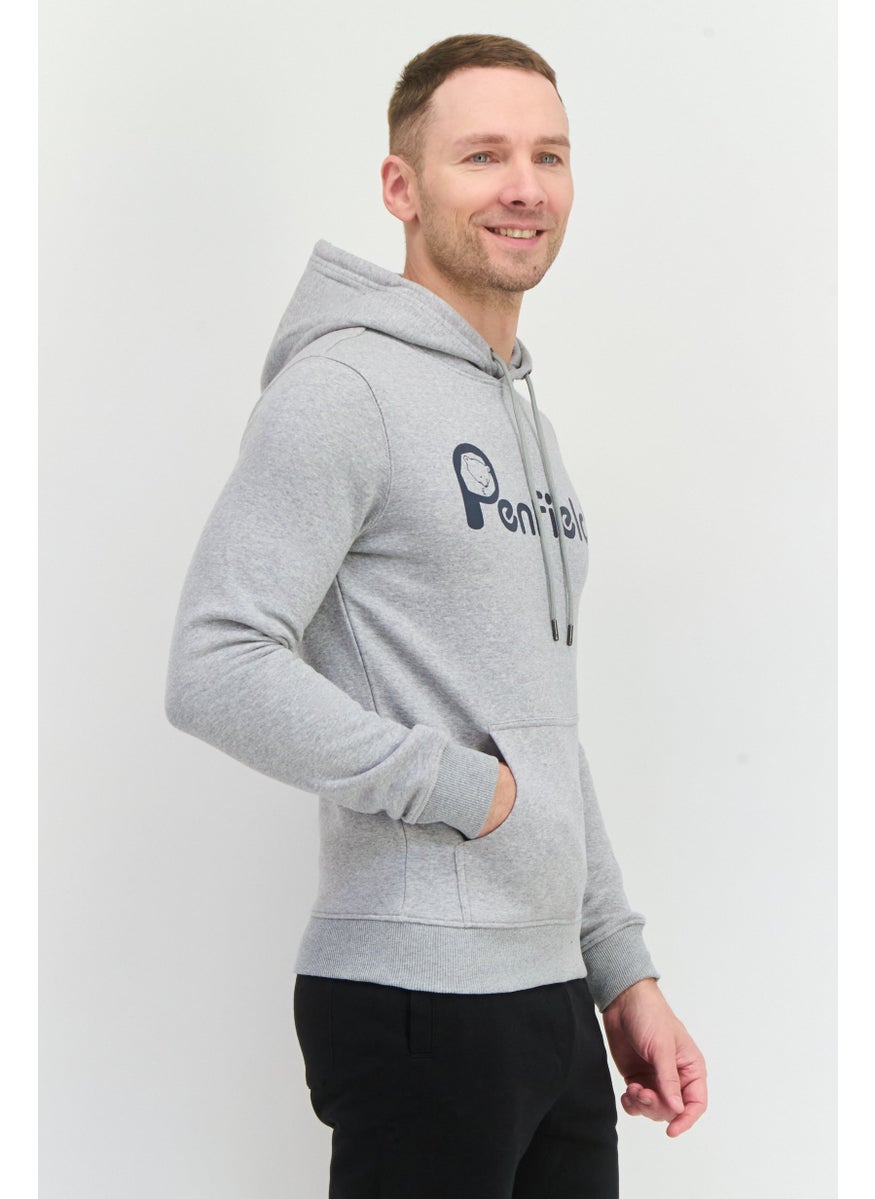 Penfield Men Hooded Long Sleeves Brand Logo Sweatshirt, Grey  - Image 4