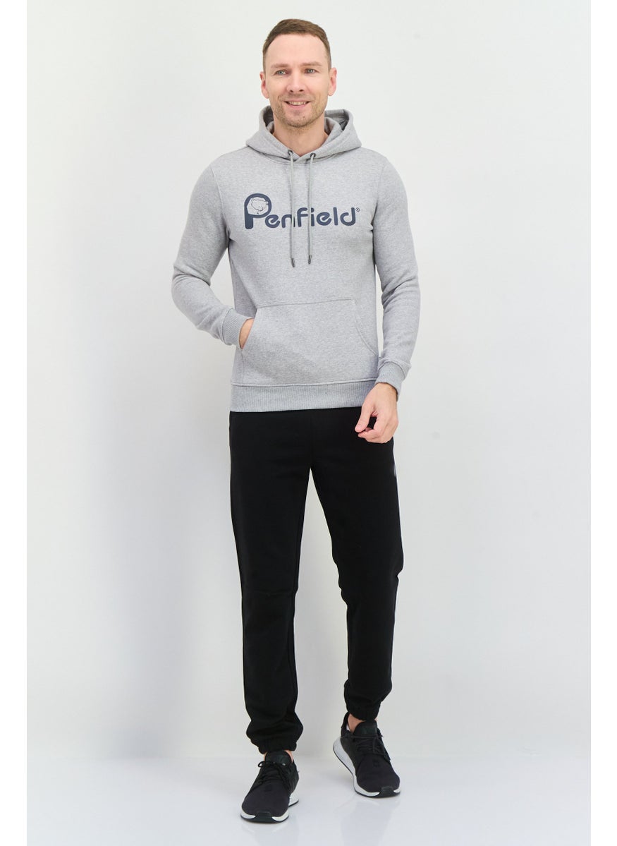 Penfield Men Hooded Long Sleeves Brand Logo Sweatshirt, Grey  - Image 3