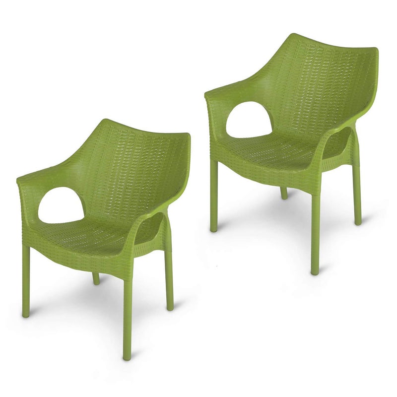 SUPREME Supreme Cambridge Heavy Durable Plastic Chair with Steel Legs for Home Office Garden and Restaurents Mehendi Green Set of 2 - Image 1