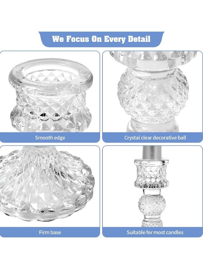 Optico Taper Candle Holders Set of 2, Clear Glass Candlestick Holder Crystal Decorative Candle Stand Centerpiece for Table Wedding Dinning Party  - Image 3
