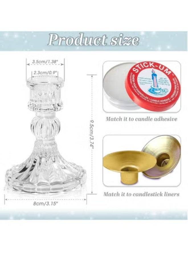 أوبتيكو مجموعة حاملات الشموع المدببة من قطعتين، حامل شموع زجاجي شفاف، حامل شموع مزخرف من الكريستال، قطعة مركزية، حامل شموع زجاجي سميك لحفلات الزفاف، والعشاء الرومانسي، وحفلات الطعام، والمهرجانات، وديكور حافة النافذة - Image 2