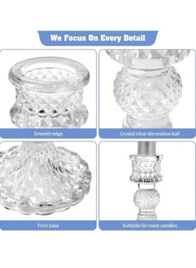 أوبتيكو مجموعة حاملات الشموع المدببة من قطعتين، حامل شموع زجاجي شفاف، حامل شموع مزخرف من الكريستال، قطعة مركزية، حامل شموع زجاجي سميك لحفلات الزفاف، والعشاء الرومانسي، وحفلات الطعام، والمهرجانات، وديكور حافة النافذة - Image 3