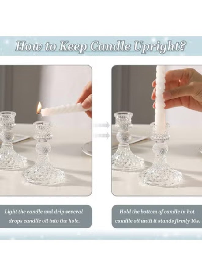 أوبتيكو مجموعة حاملات الشموع المدببة من قطعتين، حامل شموع زجاجي شفاف، حامل شموع مزخرف من الكريستال، قطعة مركزية، حامل شموع زجاجي سميك لحفلات الزفاف، والعشاء الرومانسي، وحفلات الطعام، والمهرجانات، وديكور حافة النافذة - Image 5