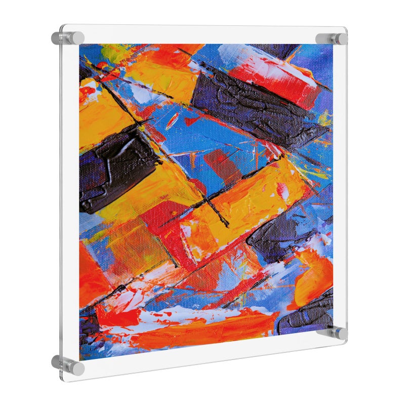 NIUBEE Clear Acrylic Wall Mount Floating Frameless Picture Frame Up to 12x12 Photo for Poster Photography Frames-Double Panel(Full Frame is 13.5x13.5 inch) - Image 1