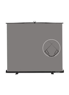 【Retractable Screen】 RAUBAY 78.7in x 74.8in Large Collapsible Grey Backdrop Portable Retractable Panel Photo Gray Background with Stand for Video Conference, Photographic Studio, Streaming
