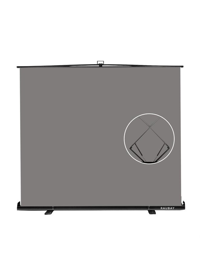 RAUBAY - 【Retractable Screen】 RAUBAY 78.7in x 74.8in Large Collapsible Grey Backdrop Portable Retractable Panel Photo Gray Background with Stand for Video Conference, Photographic Studio, Streaming - Image 1