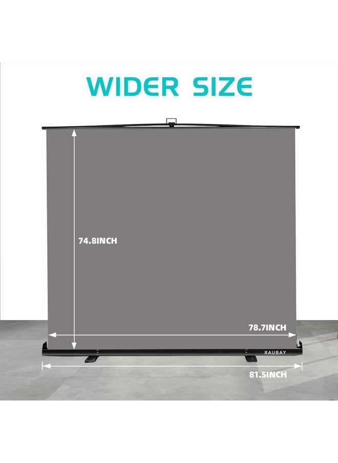 RAUBAY - 【Retractable Screen】 RAUBAY 78.7in x 74.8in Large Collapsible Grey Backdrop Portable Retractable Panel Photo Gray Background with Stand for Video Conference, Photographic Studio, Streaming - Image 1