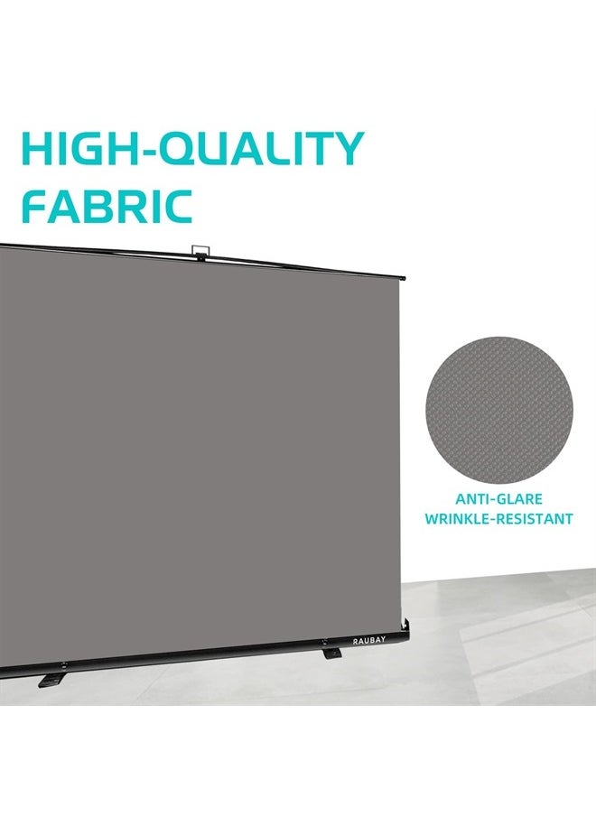 RAUBAY - 【Retractable Screen】 RAUBAY 78.7in x 74.8in Large Collapsible Grey Backdrop Portable Retractable Panel Photo Gray Background with Stand for Video Conference, Photographic Studio, Streaming - Image 1