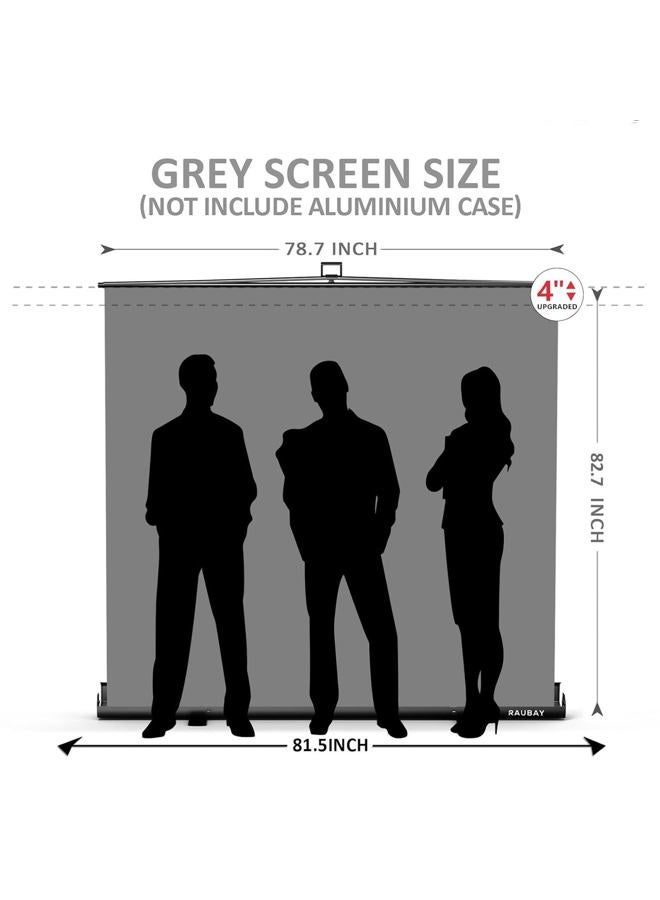 RAUBAY 【Wider Style】 200x210cm Large Collapsible Gray Backdrop Screen Portable Retractable Panel Photo Background with Stand for Video Conference, Photographic Studio, Streaming - Image 2