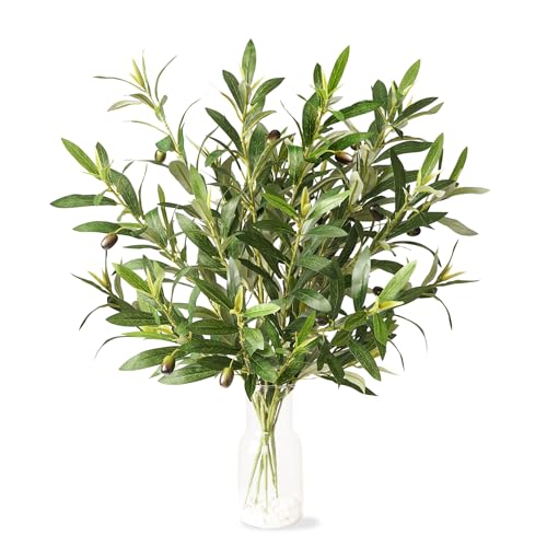 Ttranewsoo Fake Plants Olive Branch Artificial Plant Outdoor Decorations for Living Room Olive Tree Branches Greenery Stems 27.5in Can Be Used for Spring Home Decor Room Decor Office Decor(6PCS) - Image 3