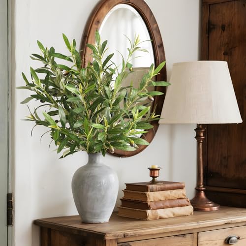 Ttranewsoo Fake Plants Olive Branch Artificial Plant Outdoor Decorations for Living Room Olive Tree Branches Greenery Stems 27.5in Can Be Used for Spring Home Decor Room Decor Office Decor(6PCS) - Image 4
