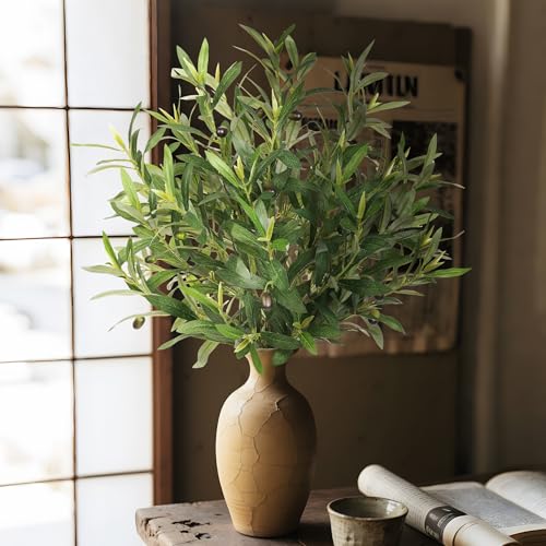 Ttranewsoo Fake Plants Olive Branch Artificial Plant Outdoor Decorations for Living Room Olive Tree Branches Greenery Stems 27.5in Can Be Used for Spring Home Decor Room Decor Office Decor(6PCS) - Image 5