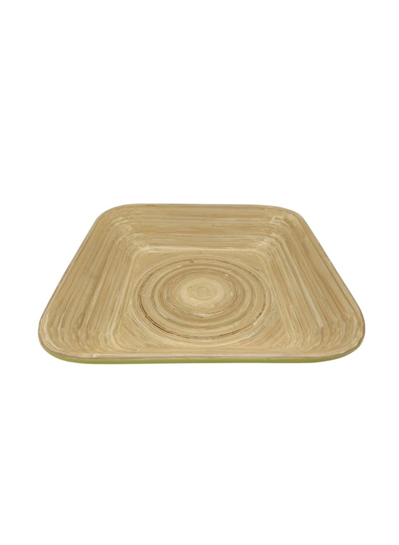 AKDC Bamboo Square Shape Serving Tray-30cmX30cmX6cm-LightGreen&Bamboo - Image 2