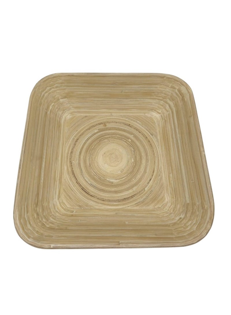 AKDC Bamboo Square Shape Serving Tray-30cmX30cmX6cm-LightGreen&Bamboo - Image 3