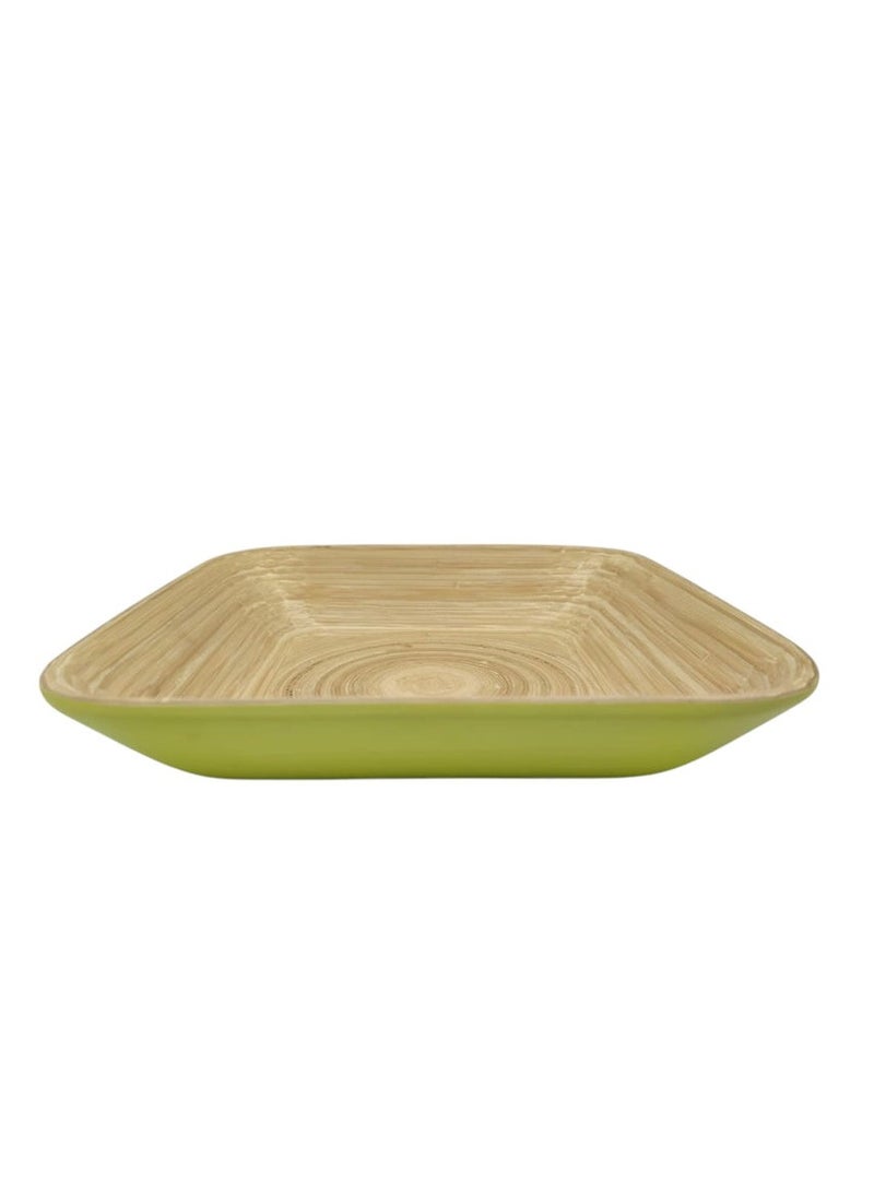 AKDC Bamboo Square Shape Serving Tray-30cmX30cmX6cm-LightGreen&Bamboo - Image 1