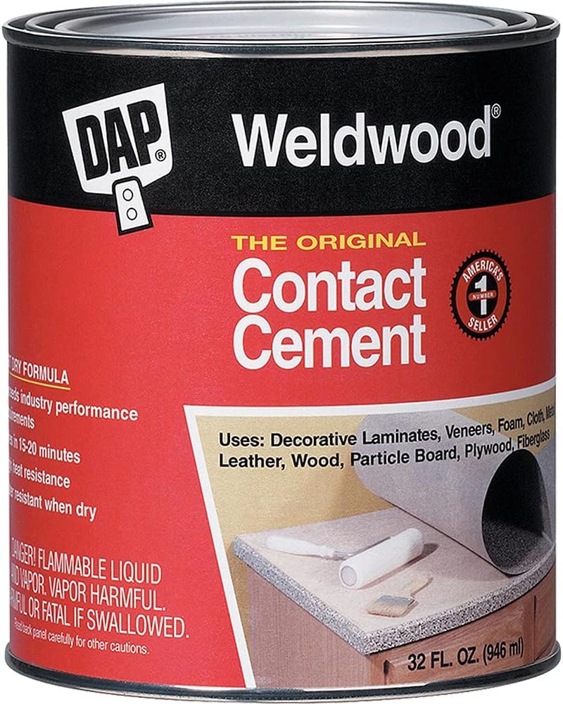DAP Weldwood Original Contact Cement - 32 Fl Oz Liquid Adhesive for Wood, Leather, and More