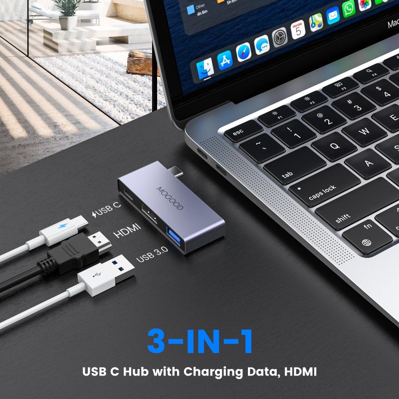 MOGOOD USB C to HDMI Multiport Adapter - Type C to 4K HDMI Adapter with Charging, Supports 4K UHD Video, USB 3.0 Port, 100W USB-C Fast Charging for Monitor, TV, Laptop - Image 2